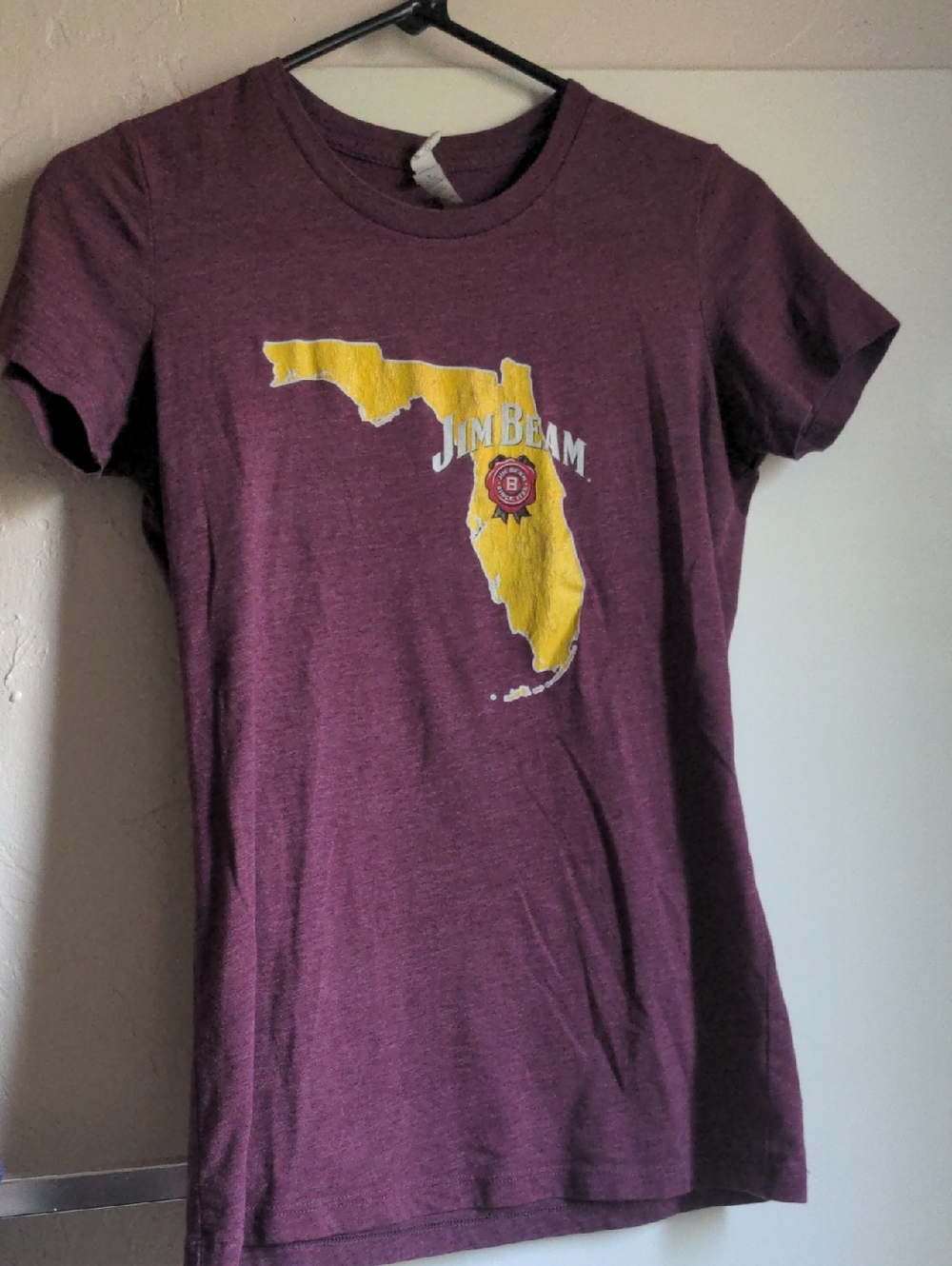 Jim Beam Bourbon Whiskey Kentucky Florida Graphic Tee in Maroon Soft Material